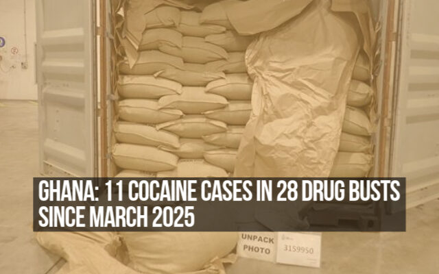 Ghana records 11 cocaine cases in 28 drug busts since March 2025; biggest hauls seized abroad