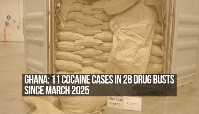 Ghana records 11 cocaine cases in 28 drug busts since March 2025; biggest hauls seized abroad