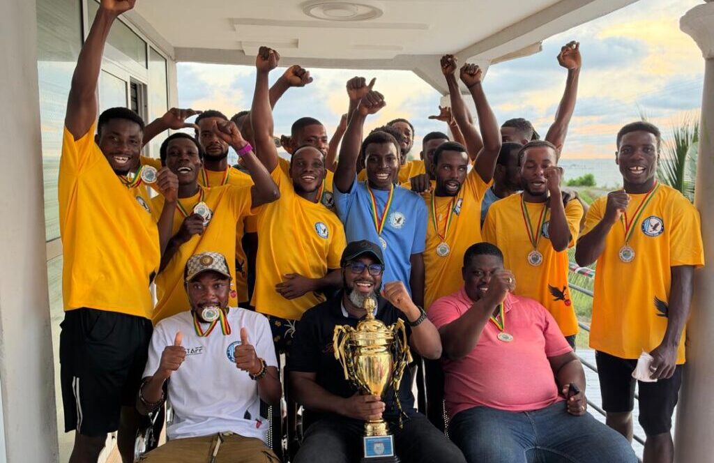 Vodza Iron Breakers present beach soccer trophy to Lawyer Lom Ahlijah, appoint him patron