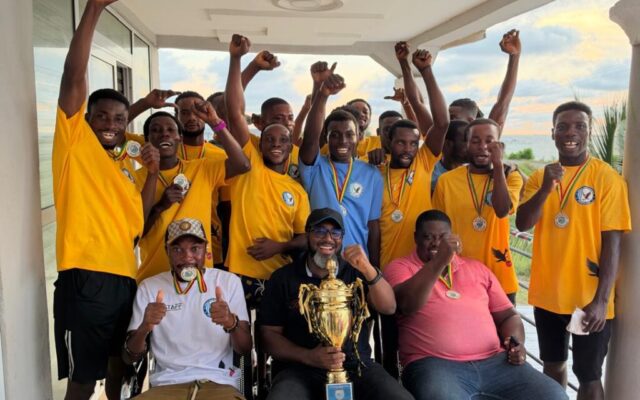 Vodza Iron Breakers present beach soccer trophy to Lawyer Lom Ahlijah, appoint him patron