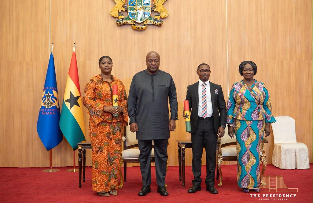 Photos: Mahama swears in Emelia Afi Agbenyo, Joseph Kwaku Asamoah as EC Deputy Commissioners