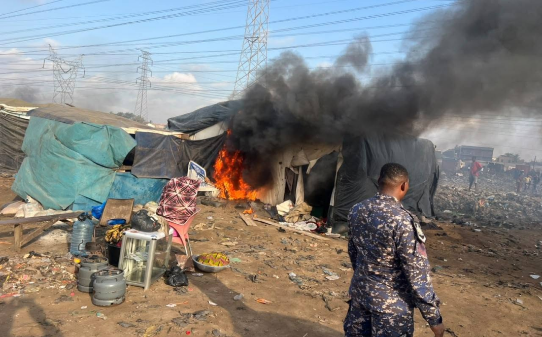 Ashaiman police demolish suspected criminal hideouts at Fitter Line
