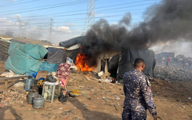 Ashaiman police demolish suspected criminal hideouts at Fitter Line